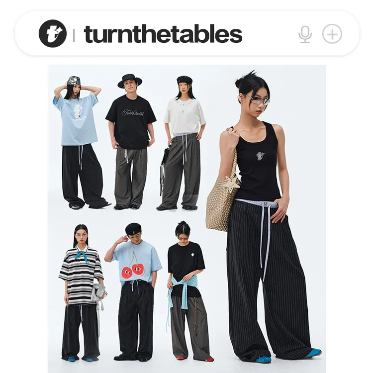 【5/6 20:00新品开售】Turnthetables条纹拼接双腰头西裤