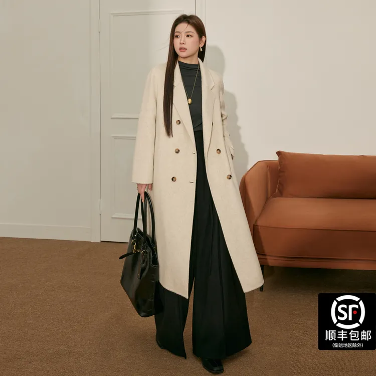 蓝语大码女装高级感双面绵羊毛呢子长款大衣2025冬季宽松显瘦外套