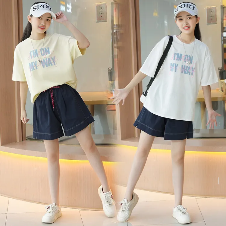 女大童夏装新款青少年初中高中生薄短袖上衣短裤夏天穿搭休闲穿搭