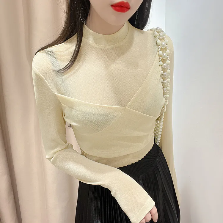 韩系时尚拼接长袖打底衫女款2025新款别致小衫设计感打底气质上衣