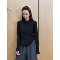 小静静一会【小翻领打底】2025秋季新款极简风POLO领上衣 2509C5633