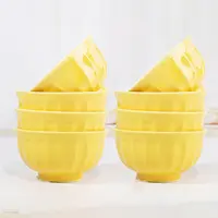 孟垣骨瓷5英寸柳涛碗黄色8个装家用网红创意饭碗面碗简约沙拉碗