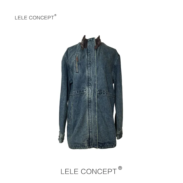LELE CONCEPT丨【美超】都市丹宁风收腰立领牛仔外套Y0675