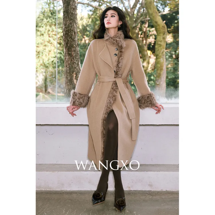 WANGXO 小湖羊双面羊绒大衣  2531609W