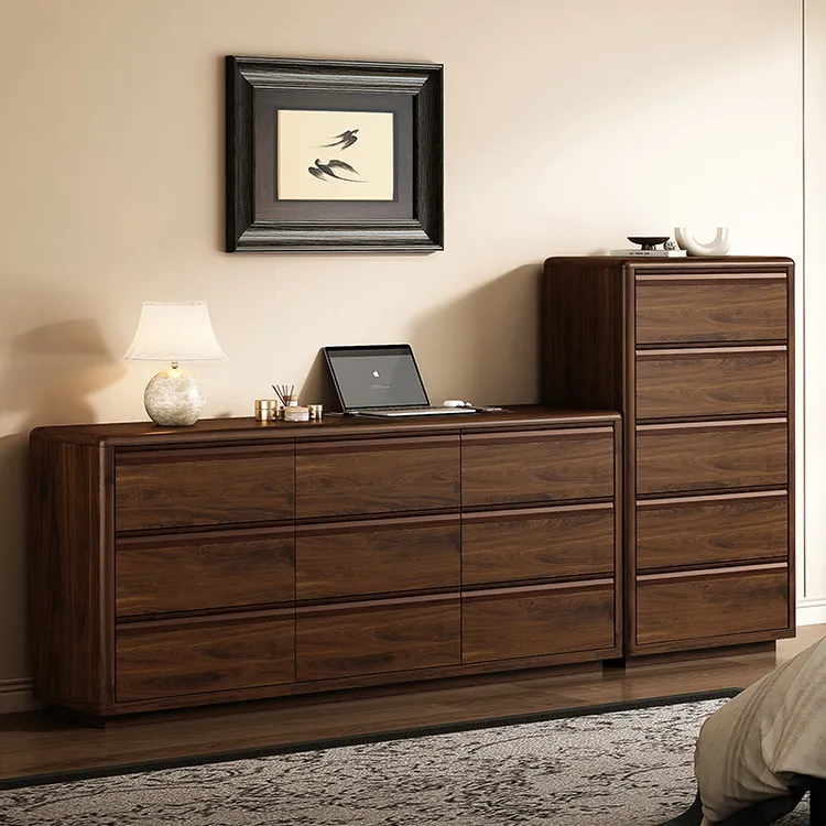 新中式实木五斗六斗柜组合家用卧室床尾收纳柜大容量客厅斗柜客厅