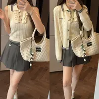 【mimius】七甜美针织毛衣开衫+Polo领针织背心+裙裤/含腰带WG07036