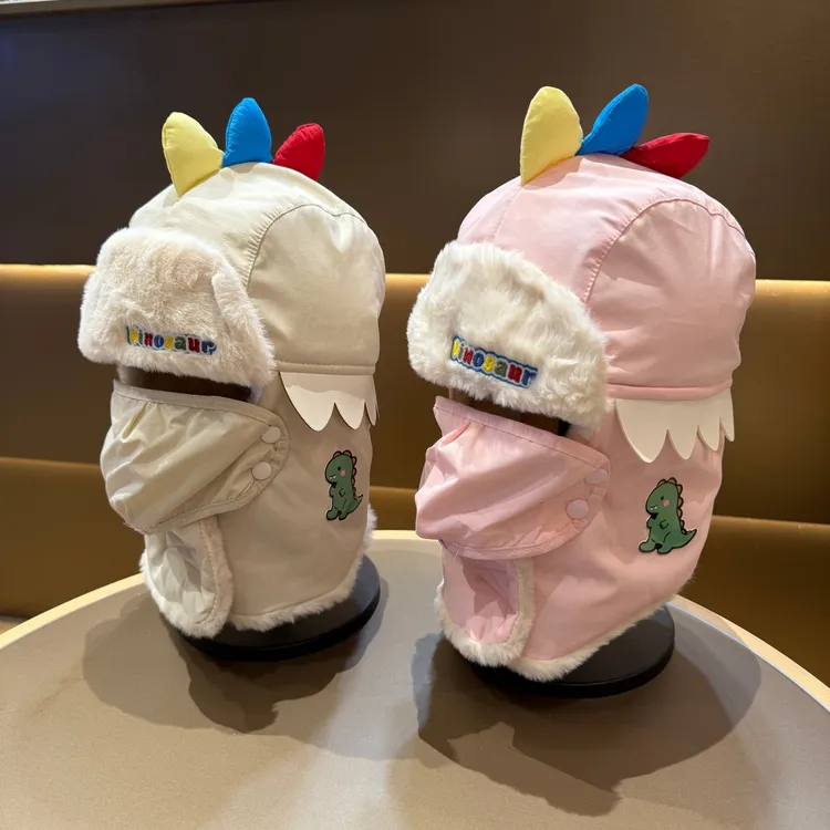 儿童帽子冬季新款可爱恐龙口罩雷锋帽男童女童保暖防寒宝宝护耳帽