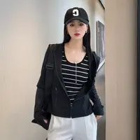 AMASS/阿玛施爆款气质高腰时尚短款运动外套540062休闲黑色