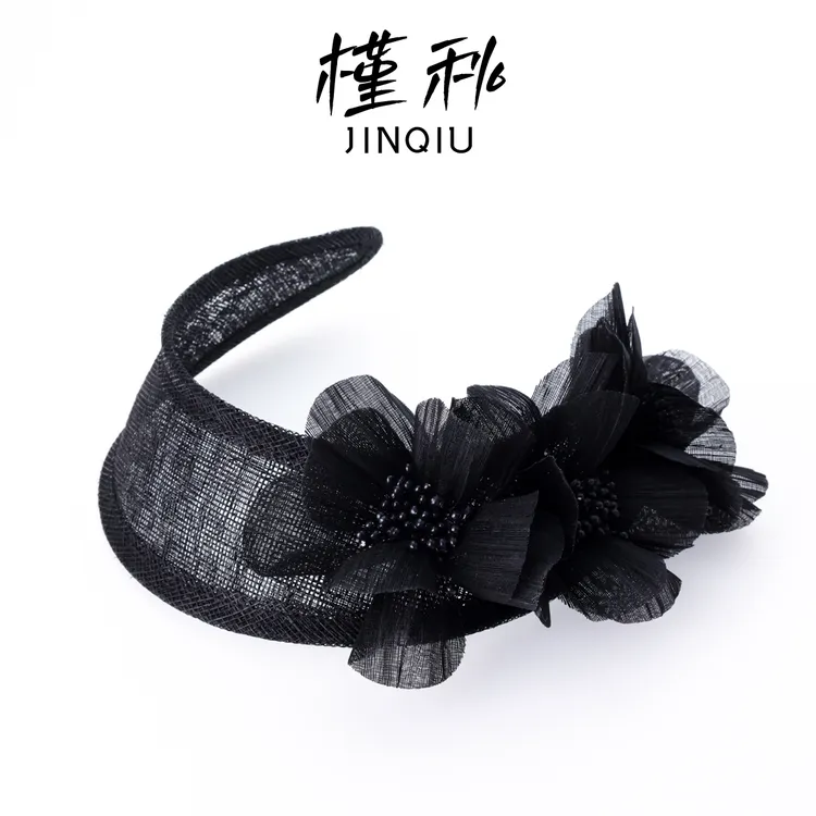 JQ 现货直发麻纱宽版手工发箍花朵头饰