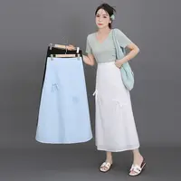 【涵胖胖】清 纯色蝴蝶结A字版型半身裙夏季新款 2937