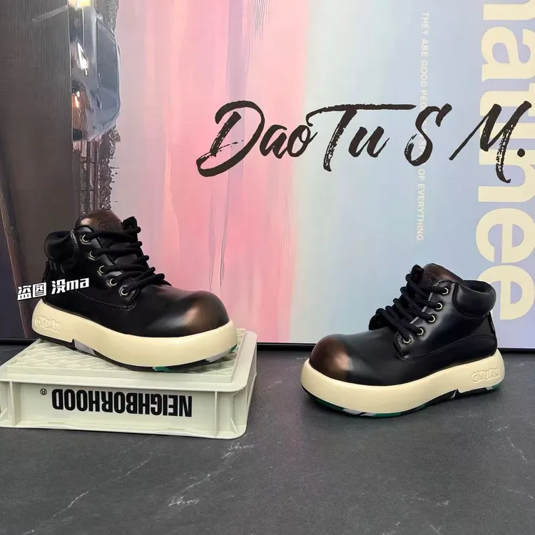 2025年单棉同款高帮男士个性大头鞋潮鞋复古系带舒适休闲男鞋板鞋