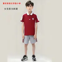 润克惠安县第五实验小学夏季校服短袖运动小学生男女宽松翻领透气