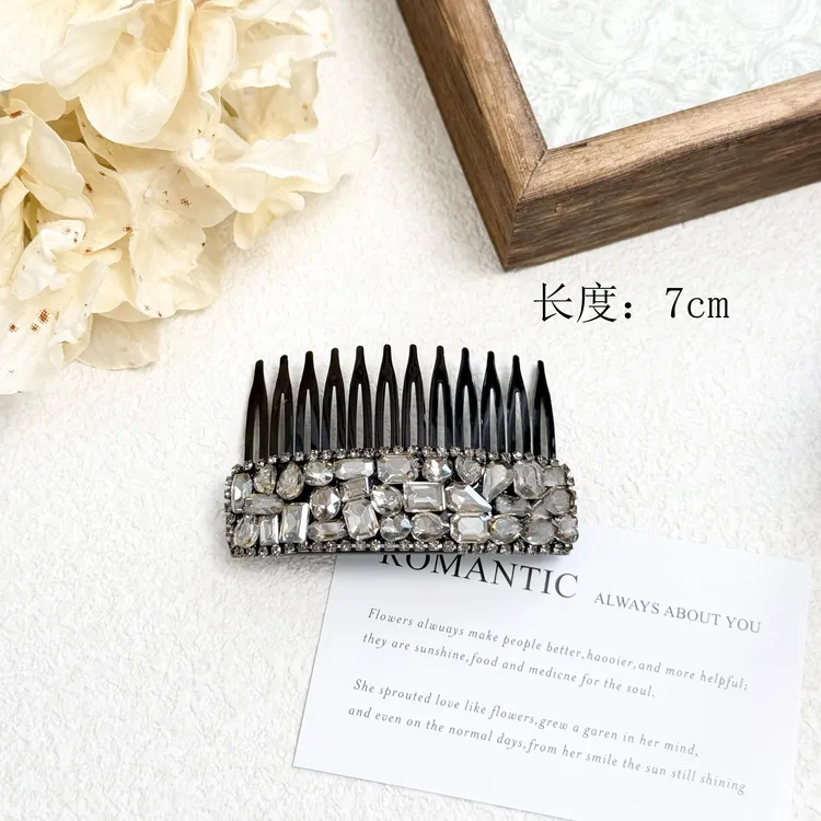 F-1576韩版轻奢满钻倒插梳发夹
