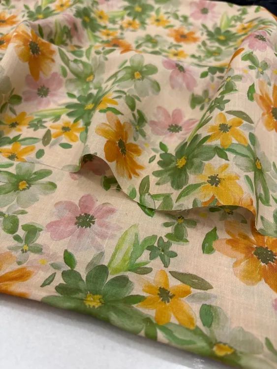 小雏菊！减龄百搭碎花42支纯苎麻 衬衫连衣裙上衣休闲女装面料