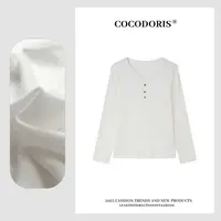 COCO DORIS 2025秋季简约韩系半开领长袖打底T恤休闲百搭上衣3507