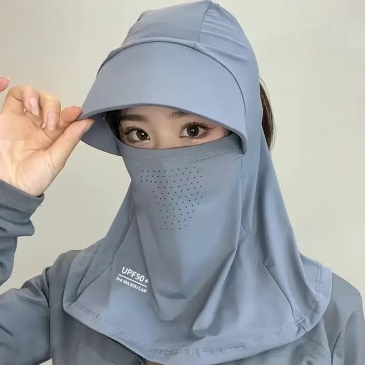 冰丝防晒遮脸面罩遮阳帽夏季紫外线户外护颈太冰丝防晒护颈面罩