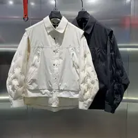 524-525 素劲2  潮牌男女同款翻领假两件拼接羽绒服 YRMC1717