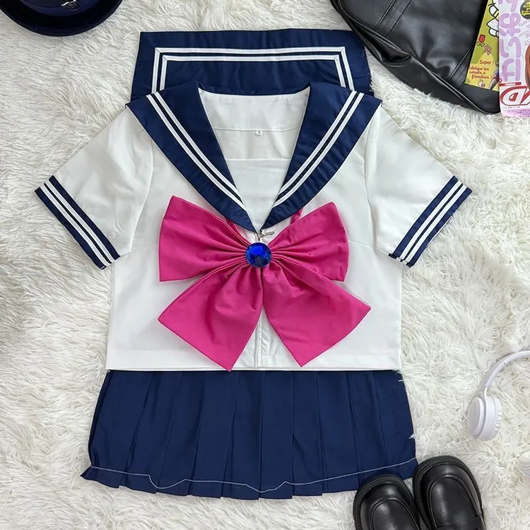 藏青色美少女正版战士女日系jk制服水手服日系学院短袖套装