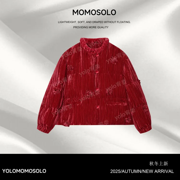 •石榴花•2025冬“拉花金丝绒➕90%白鹅绒”刺绣立体花朵鹅绒服260041