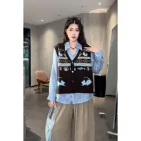 旻旻家马甲秋季小众气质感撞色马甲女50200