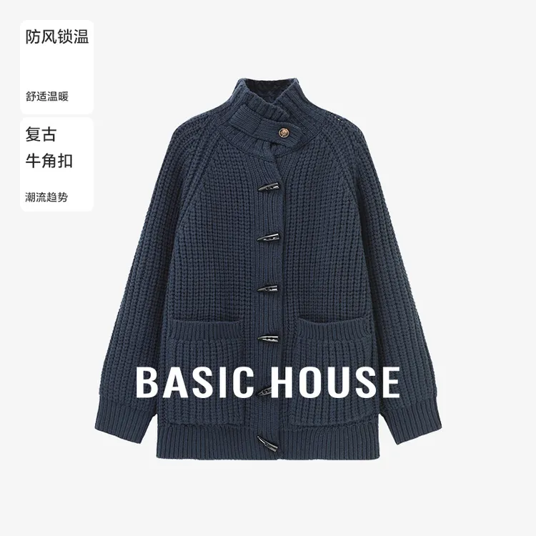 Basic House/百家好秋冬休闲复古通勤针织百搭毛衣-B0625B5PDW2