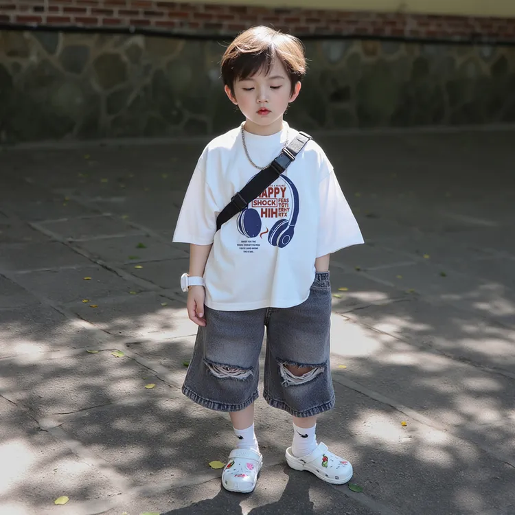 儿童短袖t恤2025新款爆款夏季白色纯棉男童半袖小衫宝宝装上衣