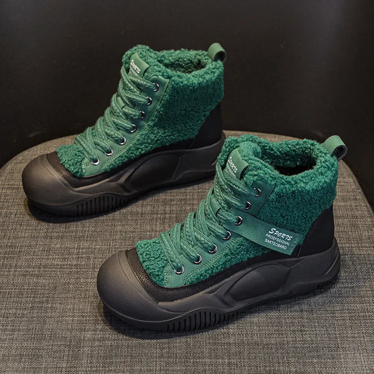 网红厚底马丁靴女保暖2025年秋冬新款增高高帮休闲时尚复古雪地靴