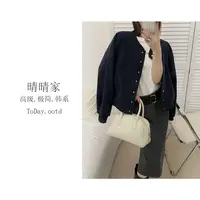 晴晴家-【许月凉薄】韩系秋季简约舒适百搭单排扣时尚短款外套3411