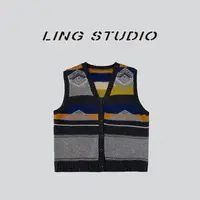 LING/STUDIO『山岚之秋』全绵羊毛 百搭减龄V领毛衣马甲5091907