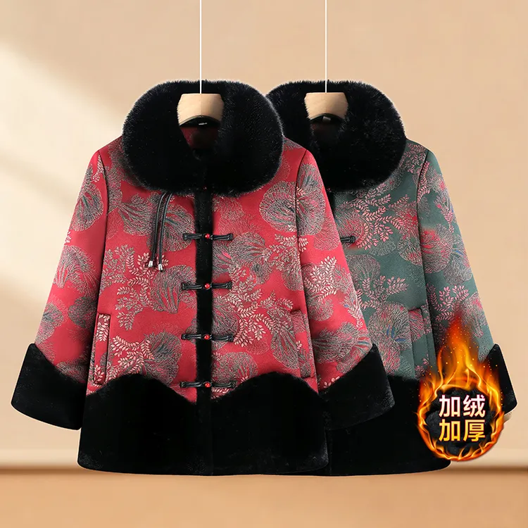 中老年人中国风奶奶装加厚棉衣妈妈装秋冬季老人老太加绒保暖棉袄