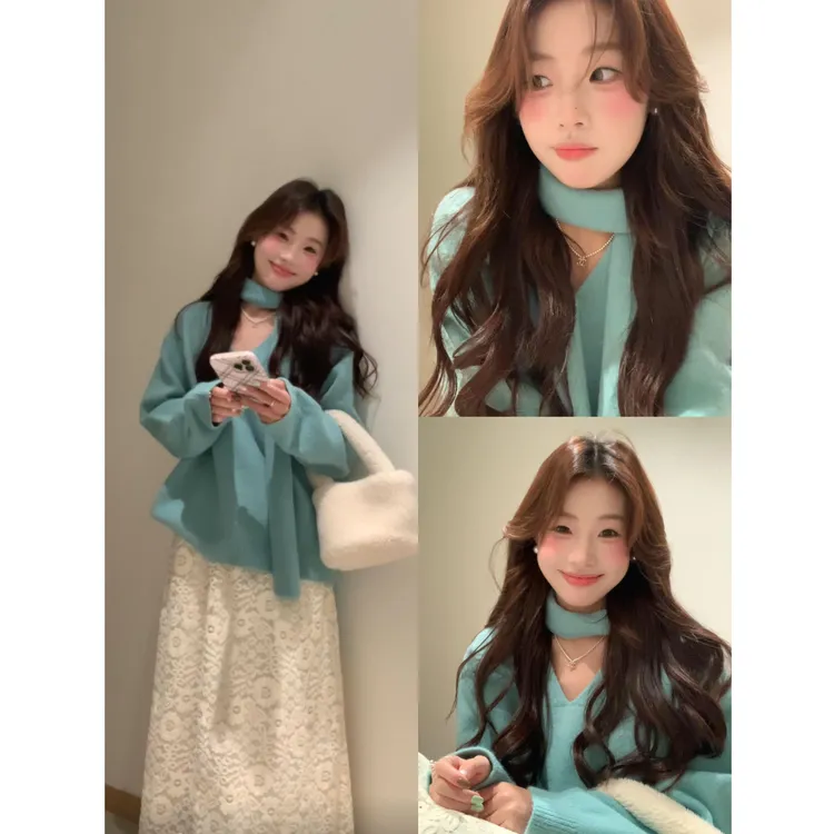 MARIE.COCO秋冬盐系穿搭法式气质毛衣高级感网红炸街温柔风半身裙