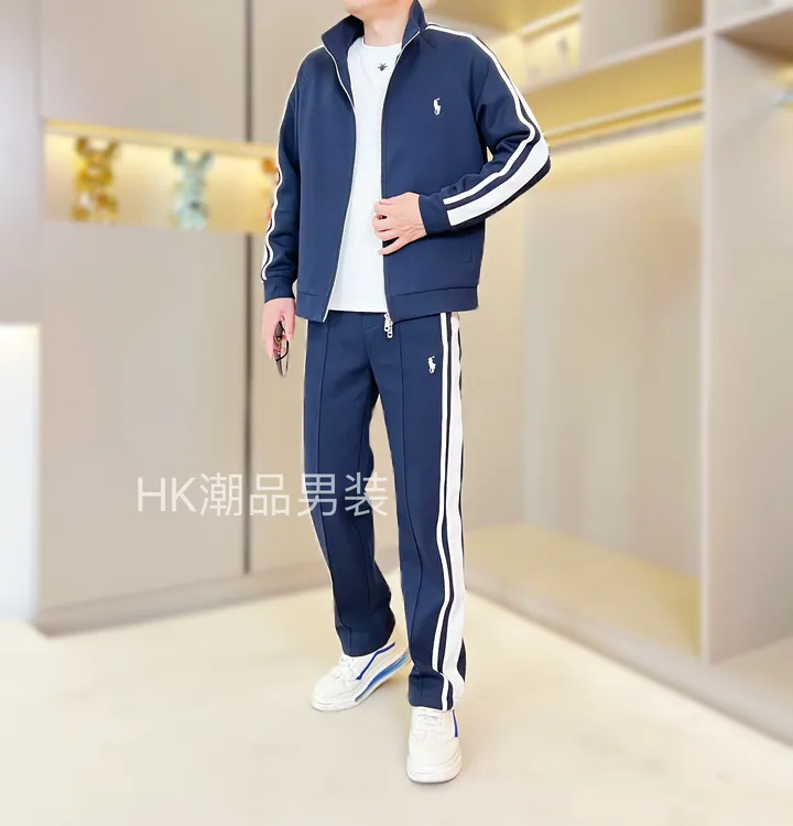25男士秋季休闲老钱风小马刺绣长裤夹克运动外套套装男装休闲套装