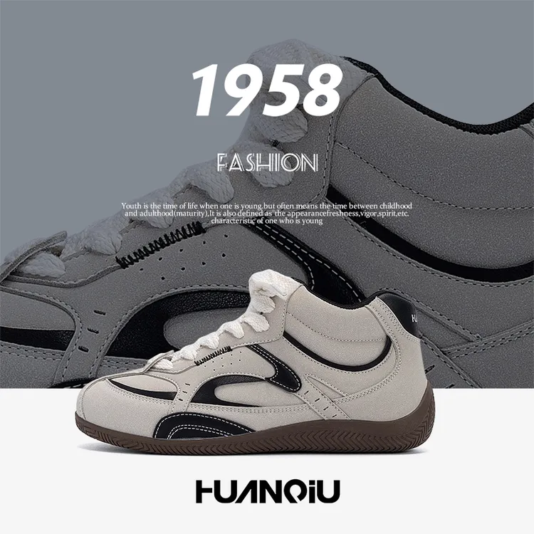 环球内增高德训鞋2025秋季新款休闲潮流男鞋子百搭复古高帮赛车鞋