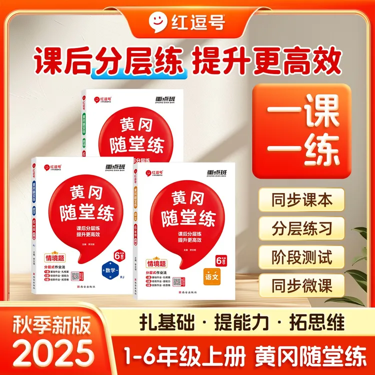 荣恒教育【黄冈随堂练】2025版1-6年级练习册基础提升附带卷子
