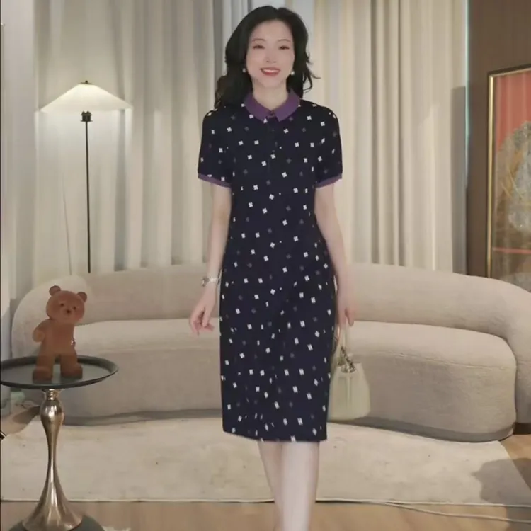 【冬姐】小花彩色领子连衣裙