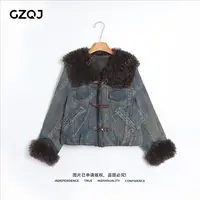 老琴私服【荒野复兴】琥珀流光风90白鹅绒复古牛仔羽绒服女冬 6156
