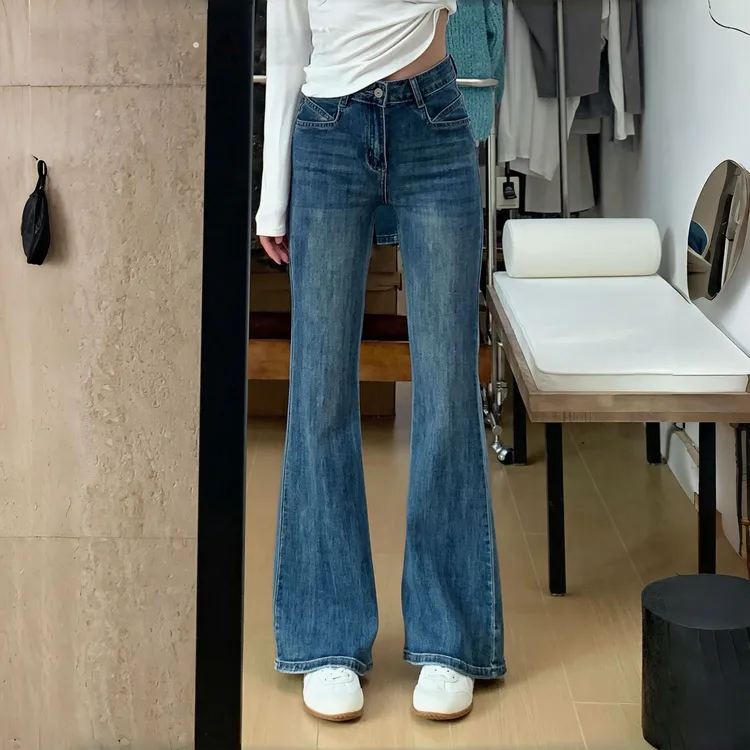 美式微喇牛仔裤女2025早秋新款纯欲慵懒风高腰弹力修身显瘦喇叭裤