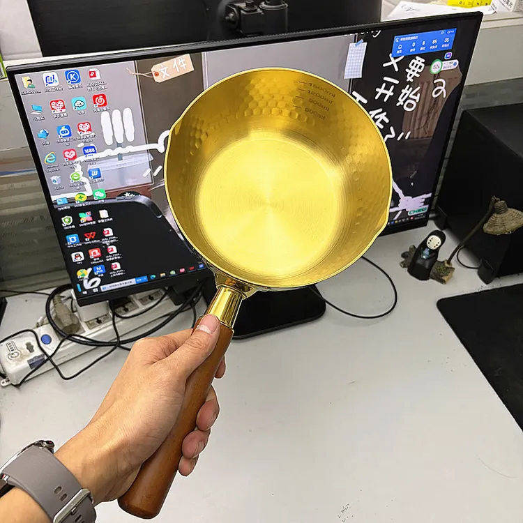 【定制尾货】304/316不锈钢金色雪平锅日式奶锅轻奢厨房用品