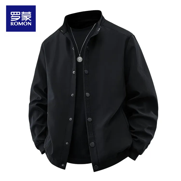 罗蒙夹克男秋季新款潮牌高级感宽松开衫外套男款百搭休闲立领上衣