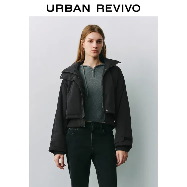 UR2025冬季新款女装休闲机能立领假两件羽绒服UYY150036