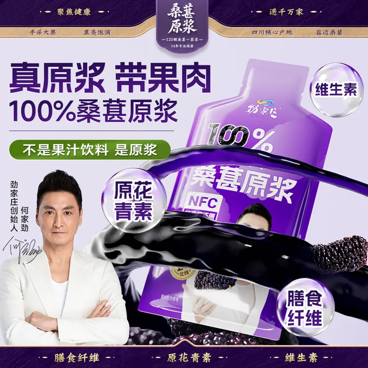 【劲哥福利】双11大促!劲家庄桑葚原浆带果肉NFC鲜果榨取优质营养