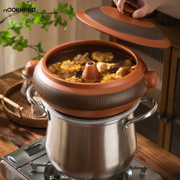 云南建水蒸汽砂锅鸡家用气锅陶瓷蒸锅非紫陶砂跳刀商用