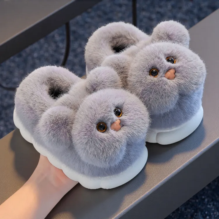 冬季儿童棉鞋男童宝宝毛绒软底防滑居家可爱包跟加厚卡通网红棉拖