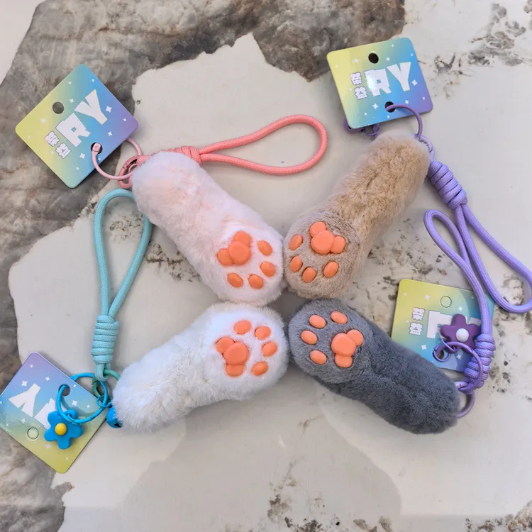 原创挠心毛绒猫爪挂饰女生学生书包钥匙扣生日礼物