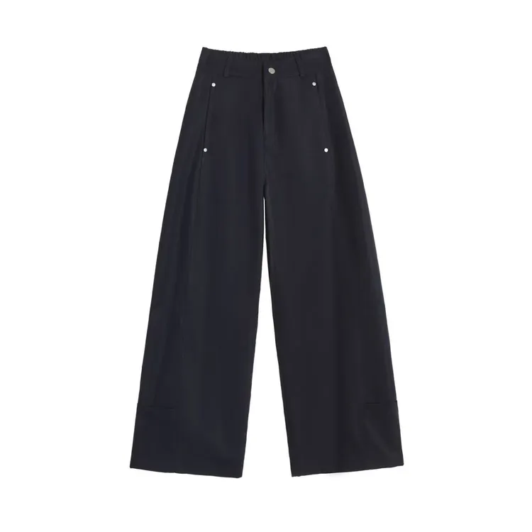 老钱风垂感休闲裤女大码梨形身材高腰显瘦弯刀裤子LL