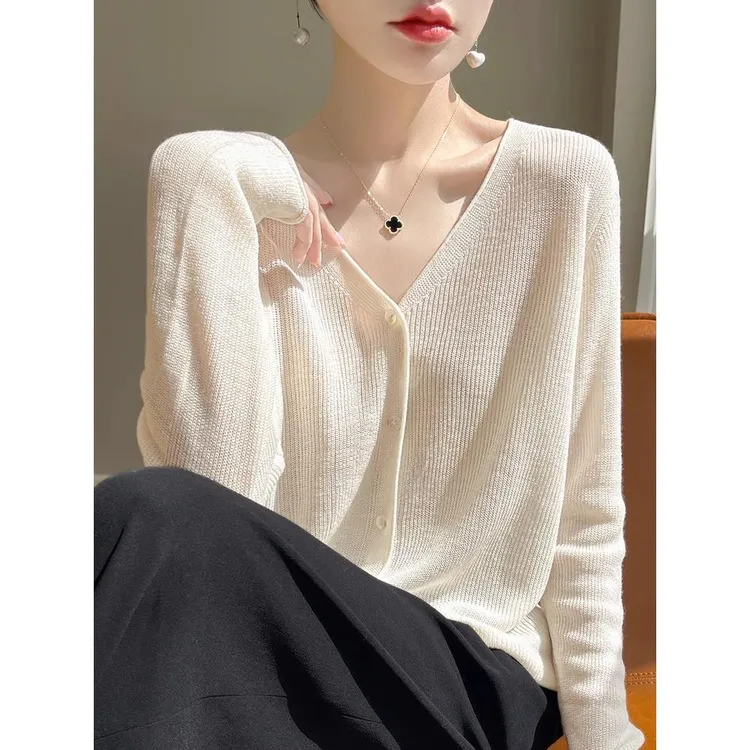 冰丝防晒衫外套开衫薄款女2025新款夏针织长袖吊带裙外搭薄纱罩衫