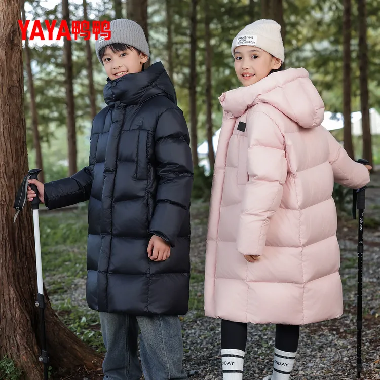 鸭鸭儿童羽绒服男童女童冬2025新款中大童中长款过膝加厚保暖外套