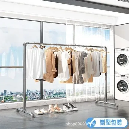 钢管晾衣架挂衣架单杆镀锌水暖管特厚落地立式阳台晒衣服镀锌
