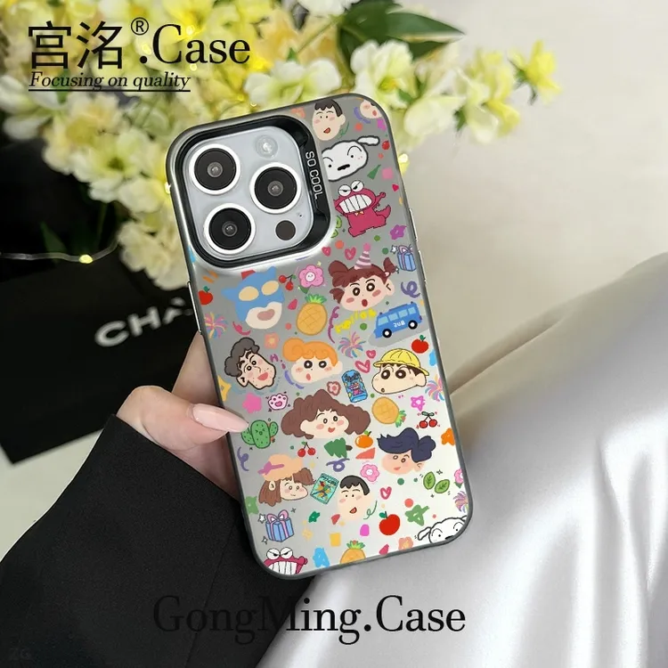 蜡笔小新全家头像彩银壳适用于iPhone苹果16手机壳华为oppo小米手