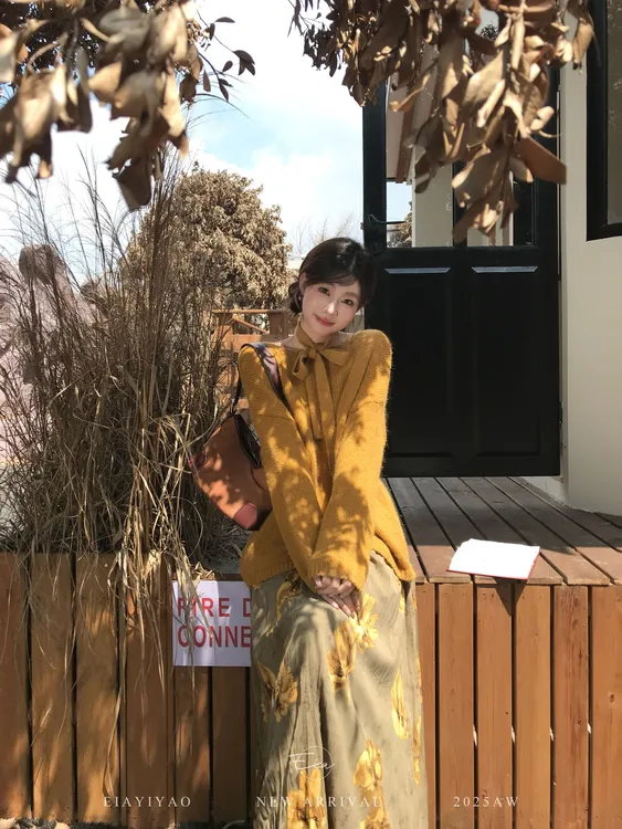 EIA一尧【一叶知秋】秋冬复古慵懒显白毛衣+半裙气质保暖美拉德氛围